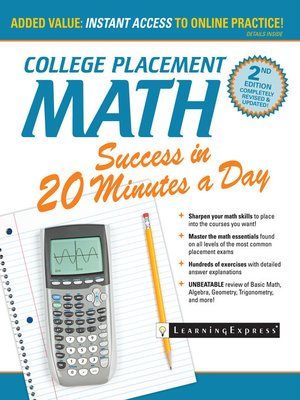 cover image of College Placement Math Success in 20 Minutes a Day
